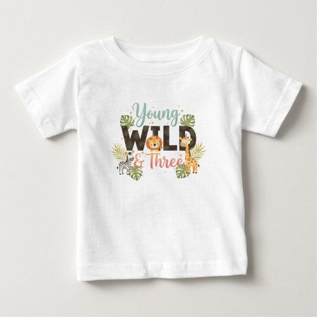 Camiseta Jovem Selvagem & Três - Aniversário Safari (Frente)