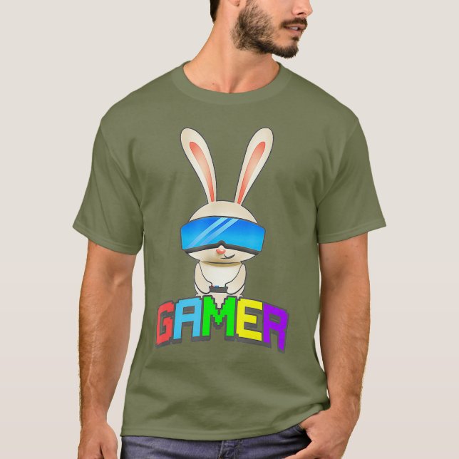 Camiseta Jovens Jogadores Da Páscoa Oferecem Jogos Gráficos (Frente)