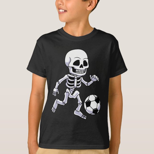 Camiseta Jovens jogadores de futebol do Skeleton do Hallowe (Frente)