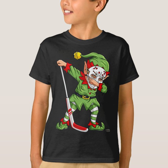 Camiseta Jovens Jogadores De Hóquei No Gelo Do Elf De Natal (Frente)