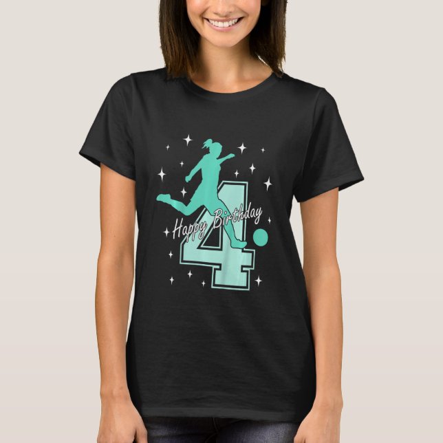Camiseta Jovens jogando futebol no 4º aniversário (Frente)