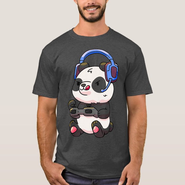 Camiseta Jovens Jovens Jogando Engraçado Panda Oferece Pres (Frente)