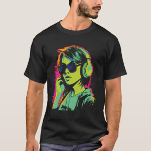 Camiseta Jovens pop Art Com Fones de ouvido E Óculos De Sol