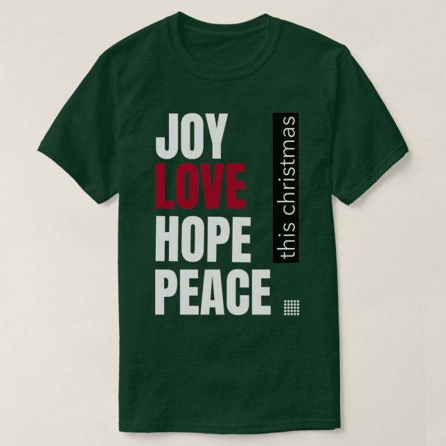 Camiseta Joy Ama Esperança Paz Este Natal (Frente do Design)