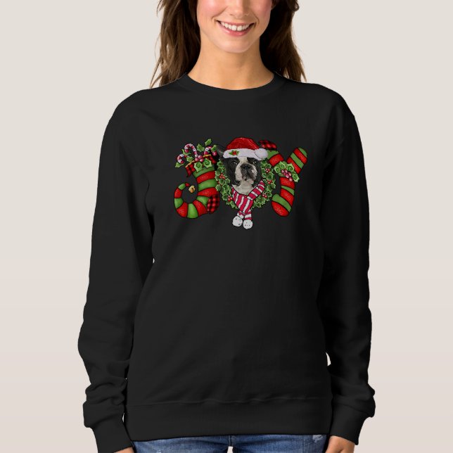 Camiseta Joy Christmas Boston Terrier Dog Santa Pajamas Xma (Frente)