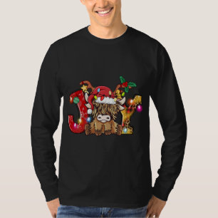 Camiseta Joy Christmas Highland Cow Farming Papais noeis Ha