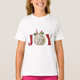 Camiseta Joy Christmas Sand Dollar Holly Berries Coastal