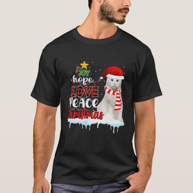 Camiseta Joy Hope Adorava Árvore de Natal Paz Gift Xmas (Frente)
