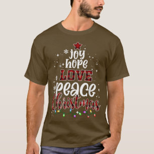 Camiseta Joy Hope Amor Paz Xadrez Buffalo de Natal