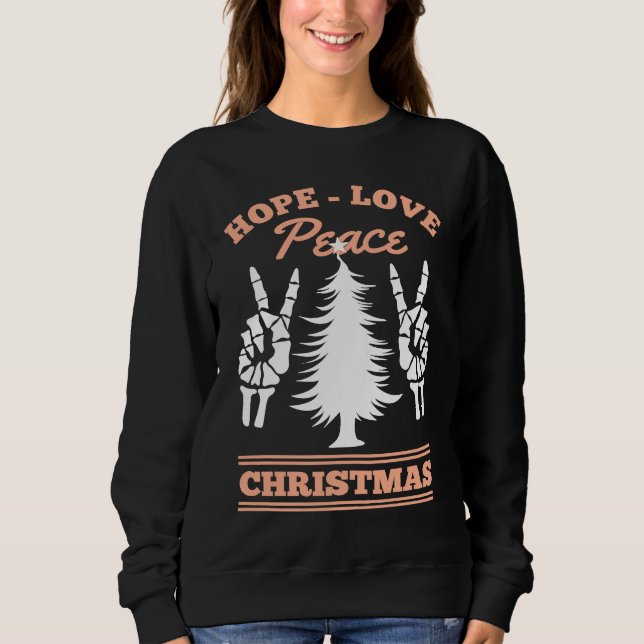 Camiseta Joy Hope Love Peace Christmas Tree Red Buffalo Pla (Frente)