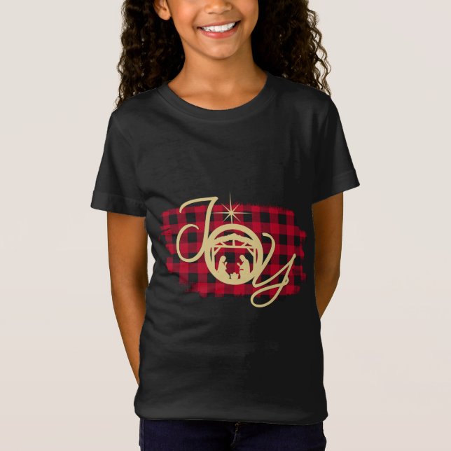 Camiseta JOY in a Manger Natal Natividade Jesus Nascimento  (Frente)