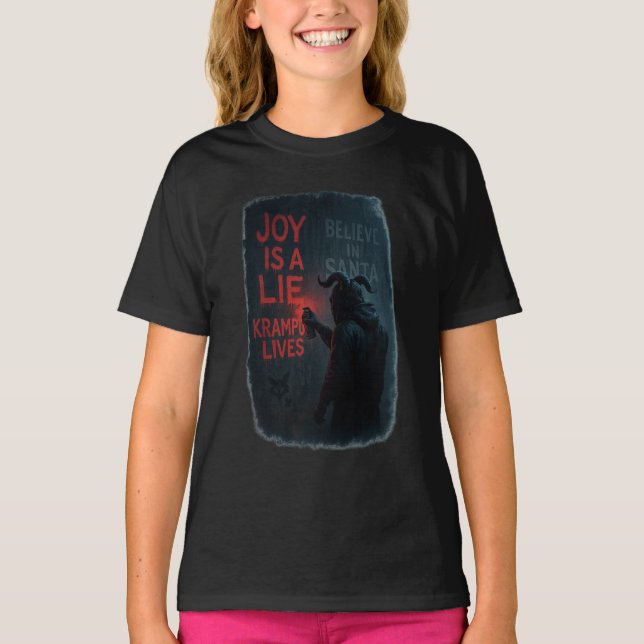 Camiseta Joy Is a Lie – Krampus Lives Graffiti Horror Chris (Frente)