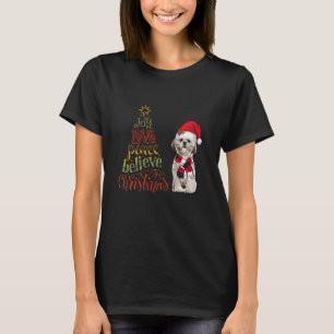 Camiseta Joy Love Peace Acredita no Natal Shih Tzu Christma