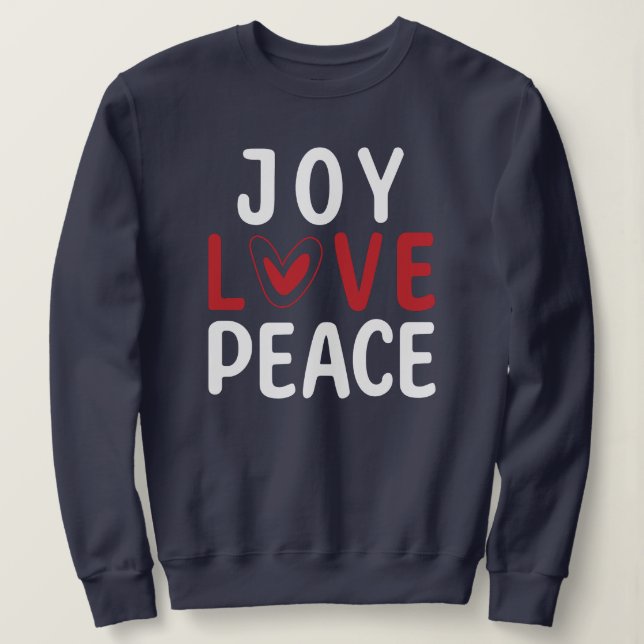 Camiseta JOY LOVE PEACE Christian Red Heart  (Frente do Design)