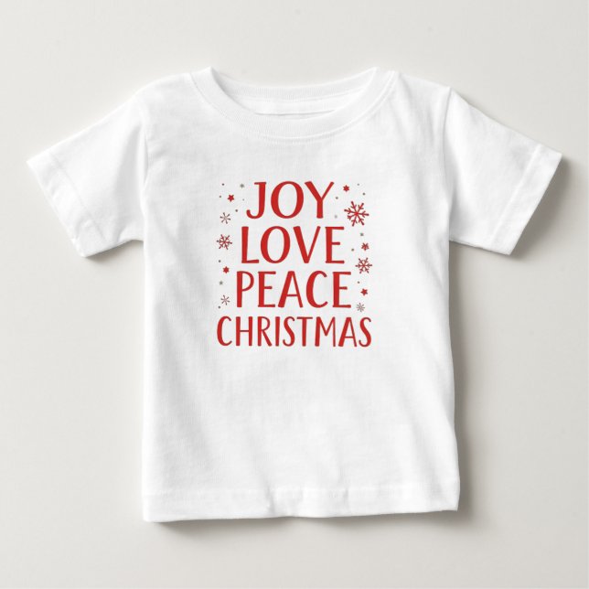 Camiseta Joy Love Peace Christmas Festive Typography Hoodie (Frente)