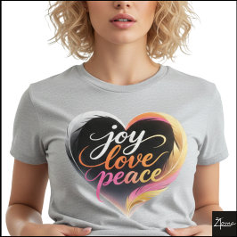 Camiseta Joy Love Peace Neon Heart Script