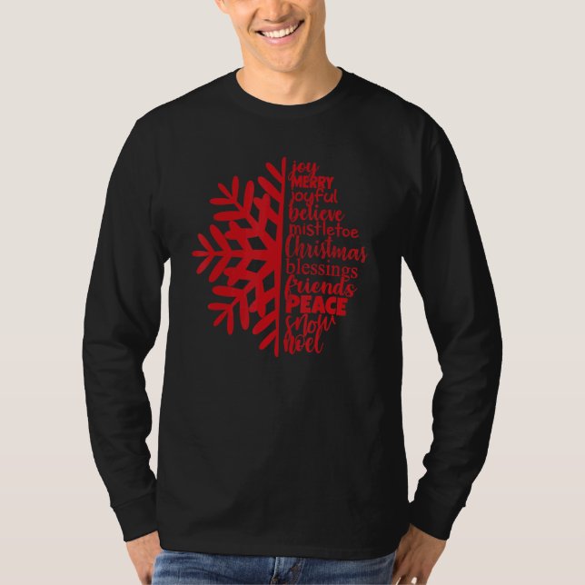 Camiseta Joy Merry Joyful Believe Christmas Blessing Snowfl (Frente)