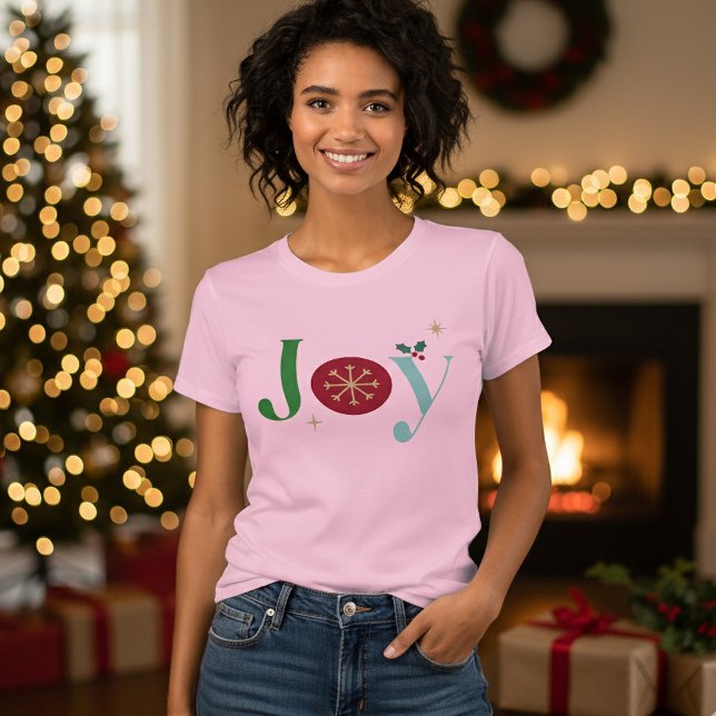 Camiseta Joy Modern Vintage Snowflake Holiday (A joyful t-shirt for Christmas parties or holiday events!)