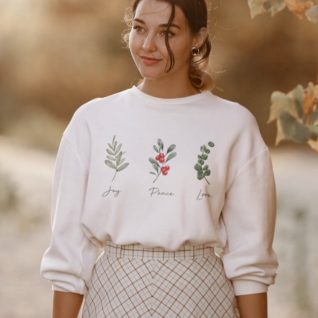 Camiseta Joy Peace Love Botanic Winter Sweatshirt (Criador carregado)