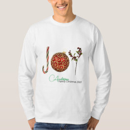 Camiseta Joy personalizou o ornamento de cana doce Holly T-