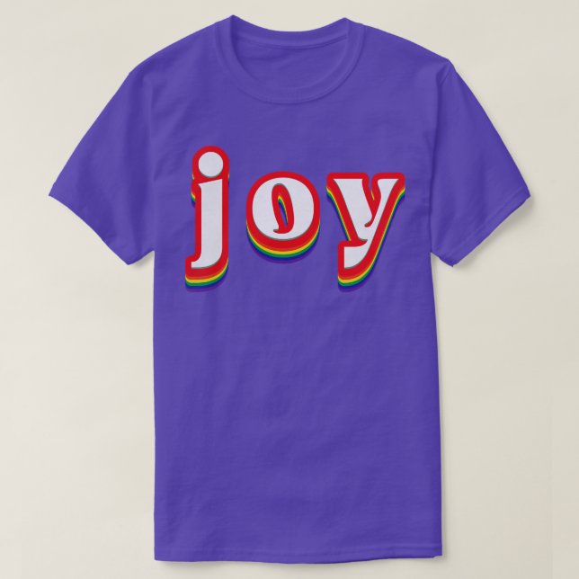 Camiseta Joy Retro Rainbow Typografia (Frente do Design)
