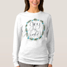 Camiseta Joy to the World Blue Berries Natal LongSleeve