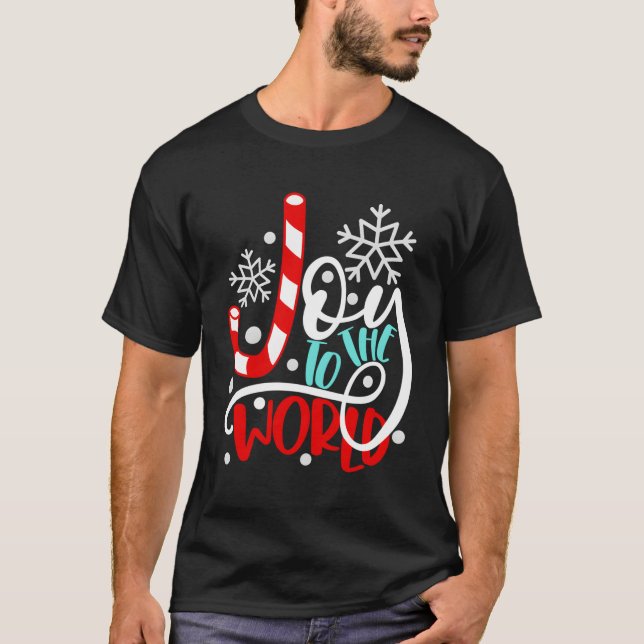 Camiseta Joy To The World Candy Cane (Frente)