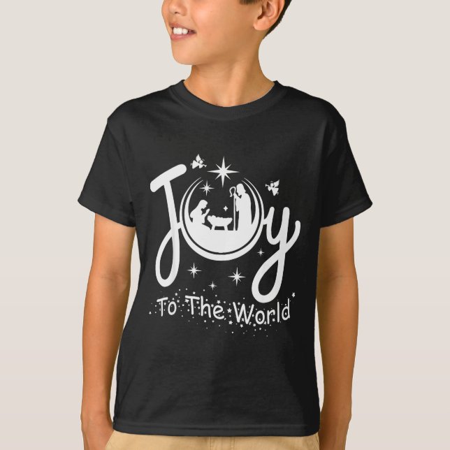 Camiseta Joy To The World Jesus Christmas Nativity Scene Fa (Frente)