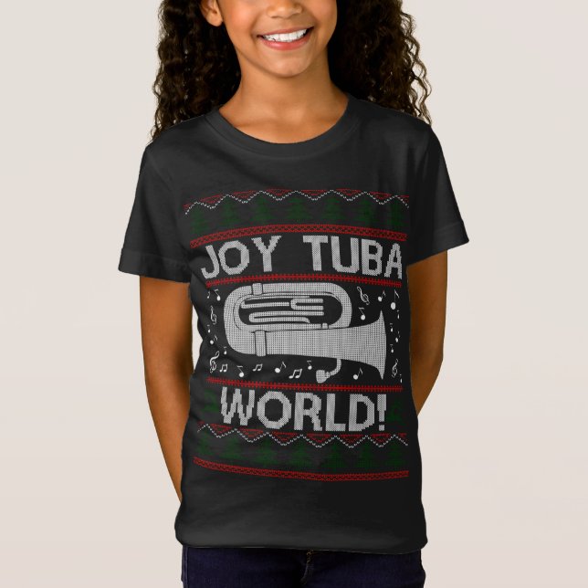 Camiseta Joy Tuba World Engraçado Natal Ugly Xmas Sweater (Frente)