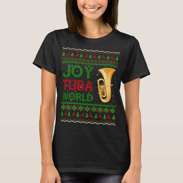 Camiseta Joy Tuba World Music Lover Xmas Gift Ugly Tuba Chr (Frente)