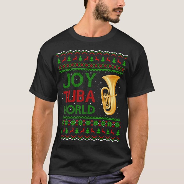 Camiseta Joy Tuba World Music Lover Xmas Gift Ugly Tuba Chr (Frente)