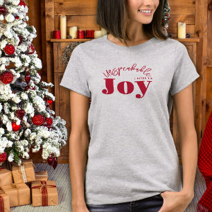 Camiseta Joy Typografia Cristã Moderna Vermelha Indescritív