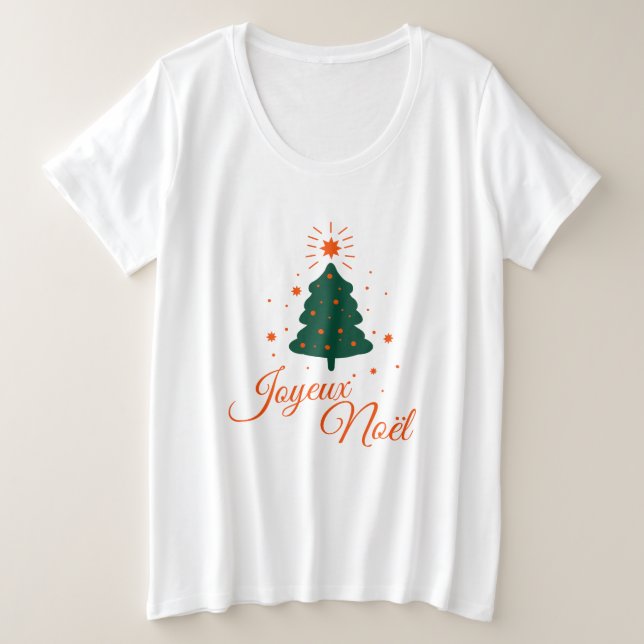 Camiseta Joyeux Noël en rouge : sapin classique et joyeux (Frente do Design)