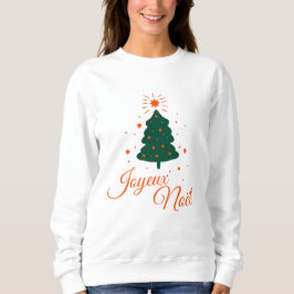 Camiseta Joyeux Noël en rouge : sapin classique et joyeux