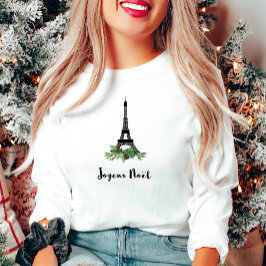 Camiseta Joyeux Noel Natal francês com Torre Eiffel