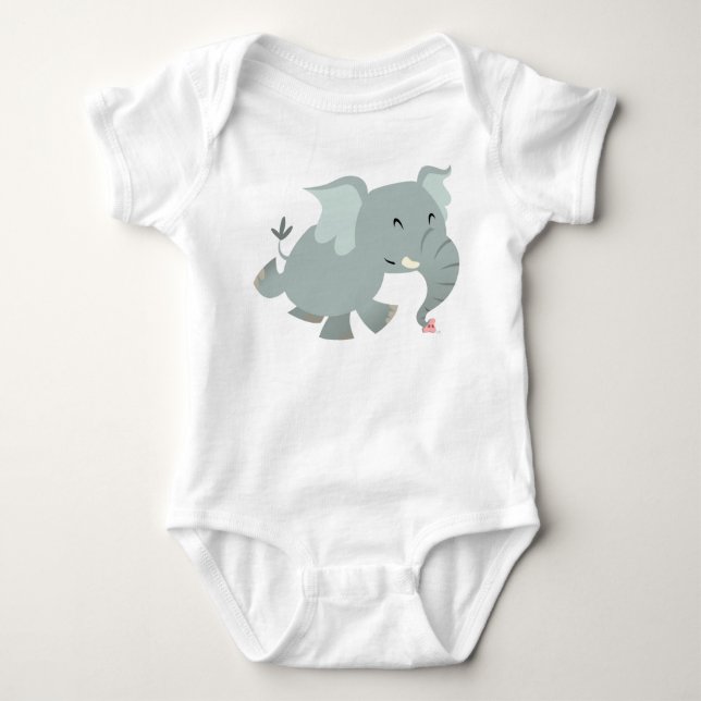 Camiseta Joyful Cartoon Elephant Baby Roupa (Frente)