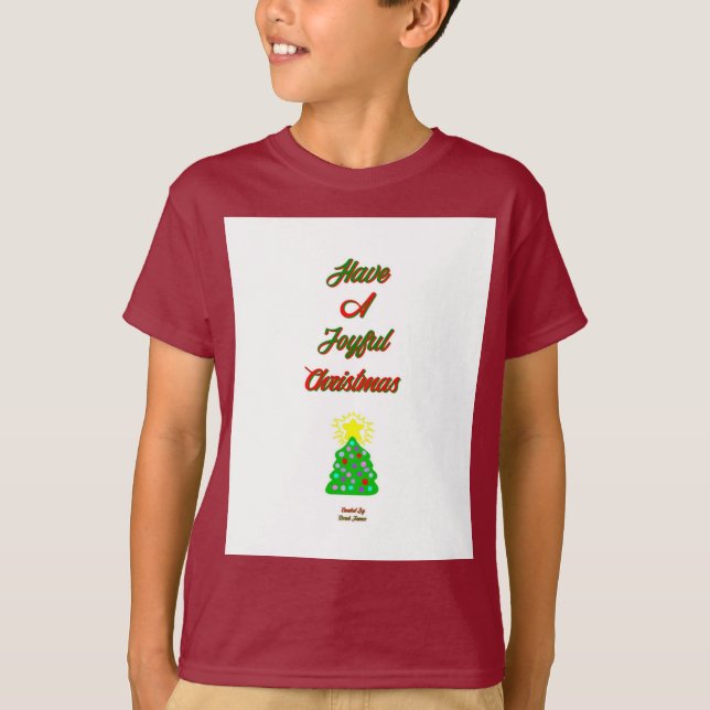 Camiseta Joyful Christmas Boys Maroon Basic T Shirt (Frente)
