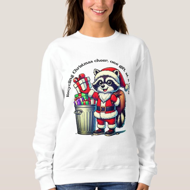 Camiseta Joyful raccoon compartilha presentes de Natal (Frente)
