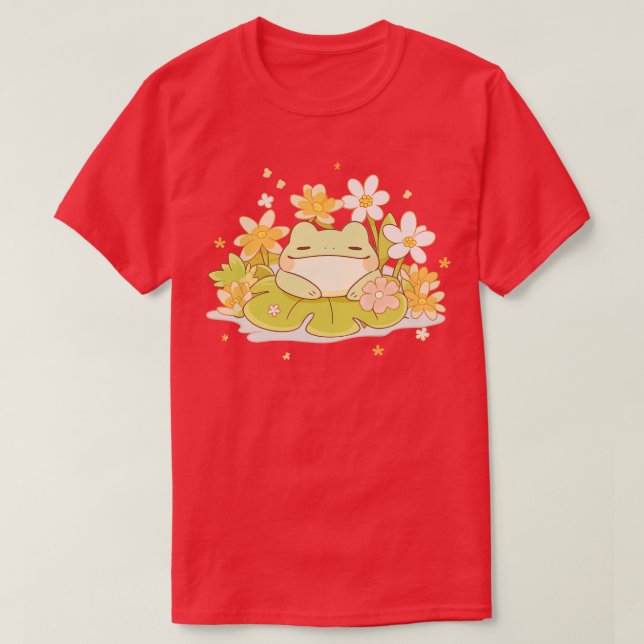 Camiseta Joyful Summer Kawaii Baby Sapo Em Uma Lily Água (Frente do Design)