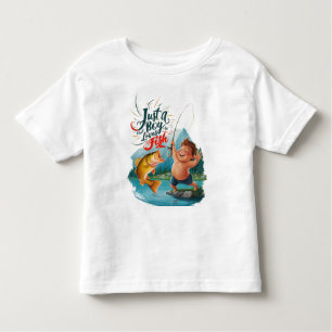Camiseta Joyous Boy Reeling em um Grande Captura no Lago Tr
