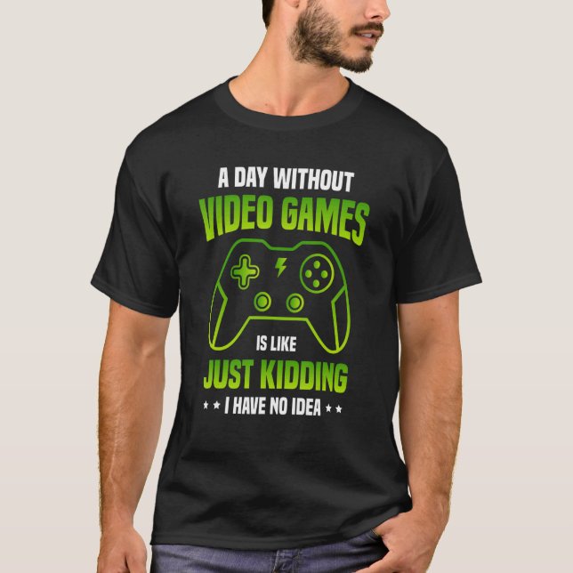 Camiseta Joystick de Joystick de Jogo de Vídeo com Jogador  (Frente)