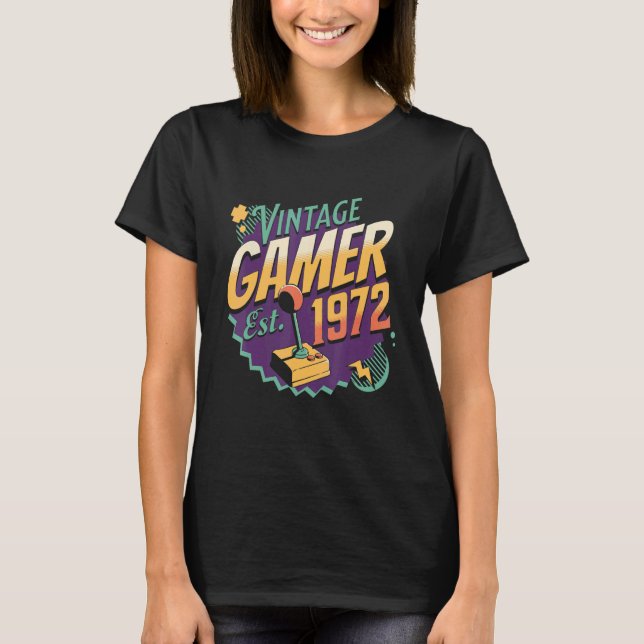 Camiseta Joystick Retro Gamin da Vintage Gamer 1972 (Frente)