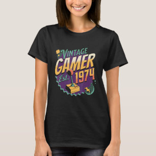 Camiseta Joystick Retro Gamin da Vintage Gamer 1974