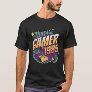 Camiseta Joystick Retro Gamin da Vintage Gamer 1985