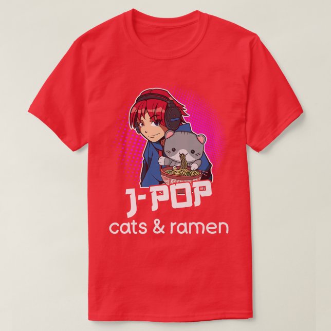 Camiseta JPop Cat Lover Ramen Anime Pop japonês Mus (Frente do Design)
