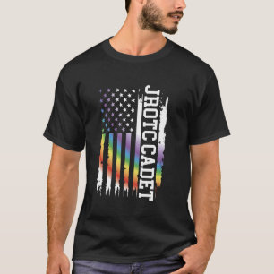 Camiseta Jrotc Cadet Estados Unidos Distressou o Arco-íris
