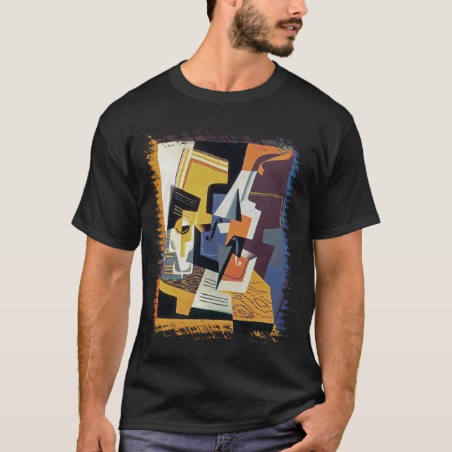 Camiseta Juan Gris - Violin e Glass - Abstrato Art (Frente)