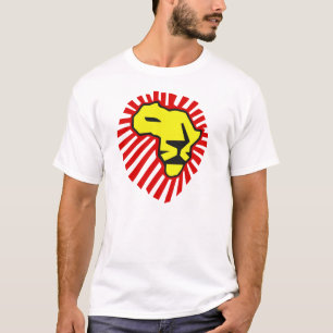 Camiseta Juba vermelha do leão amarelo esta hora para a