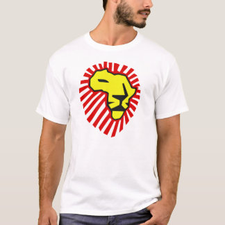 Camiseta Juba vermelha do leão amarelo esta hora para a