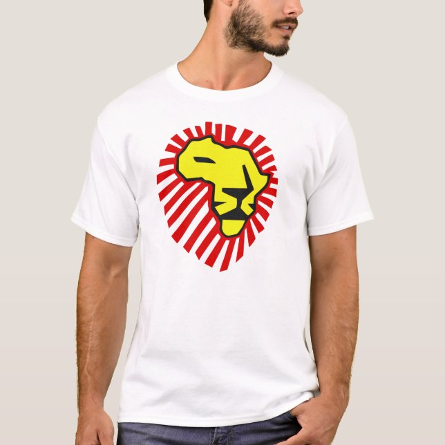 Camiseta Juba vermelha do leão amarelo esta hora para a (Frente)